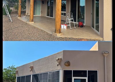 Southwestern-style home before and after solar screens installation.